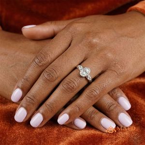 Silver Oval Moissanite <b>Ring</b> Elegant Womens Engagement Jewelry Luxury Fashion Party Style Gift - Product Image 4