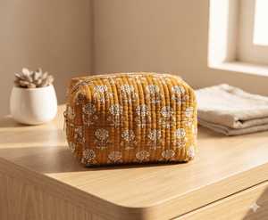 Bolsa de Cosméticos de Algodón con Rayas Naranjas, Linda Bolsa con Cierre de Corazón, Pequeño Estuche para Maquillaje - Product Image 2