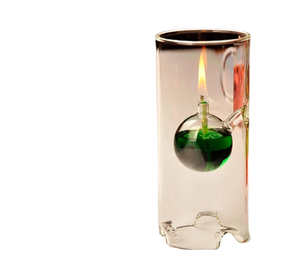 Lampe à huile en verre 18x8cm, porte-bougie cylindrique en borosilicate soufflé à la main, décoration de table - Product Image 2