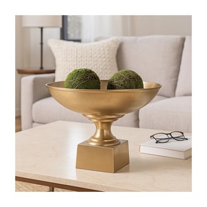 Cuenco decorativo simple con pedestal y acabado dorado para centro de mesa de boda, fiesta, hotel, buffet, elegante y moderno. - Product Image 6