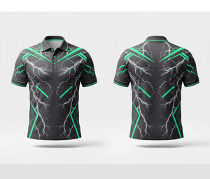 Chemises de fléchettes personnalisées, polo de fléchettes, maillot zippé personnalisé, sublimation, création de votre propre chemise de fléchettes à manches courtes - Product Image 1