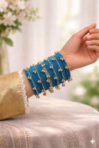 New Arrival Professional Handcrafted Silver Plated Pearl Kashmiri Ghungaro <b>Bangles</b> Churiyan Sets Trendy <b>Indian</b> Wedding - Product Image 6