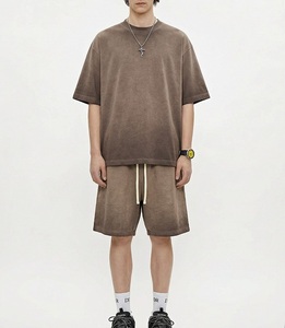 New Top Quality Solid Color Washed Cotton Bermuda <b>Shorts</b> With Drawstring Elastic Waist Casual Style for Men - Product Image 1