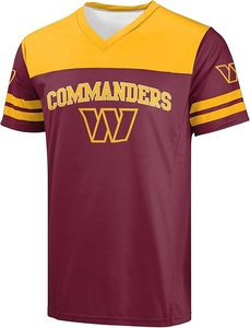 Maillot de sport durable à manches courtes et col en V en maille jaune bordeaux pour commandants, tissu 100 % polyester - Product Image 2