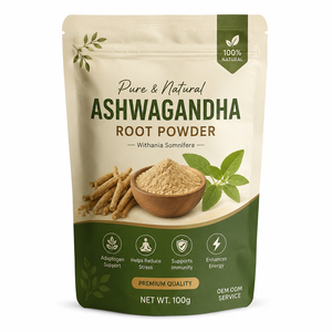 Polvo de raíz de Ashwagandha 100% puro, el más vendido, 100g, grado alimenticio, calidad de exportación, proveedor a granel de la India - Product Image 1