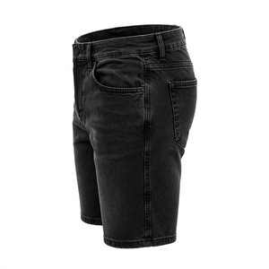 Shorts Bermuda Classiques Décontractés pour Hommes en Tissu Peigné Noir, Taille Mi-Haute Élastique, Motif Uni, avec Poches - Product Image 3