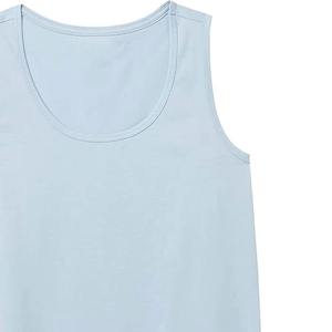 Camiseta sin mangas de algodón lisa para mujer con logo personalizado, top deportivo informal de verano con cuello redondo para mujer - Product Image 6