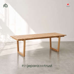 Expédition mondiale, table à manger d'extérieur en teck massif, taille personnalisée, OEM ODM, fabrication de meubles de luxe pour villas, hôtels, restaurants, patios - Product Image 1