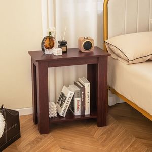 2-Tier Modern Compact Console <b>Table</b> with Storage Shelf End <b>Table</b> - Product Image 3