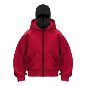 Wholesale Fashion Designer Zip up Hoodie with Face Mask Custom logo Fall Winter White Balaclava Zip Hoodie - Product Image 2