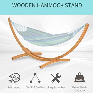 11FT Modern Wooden <b>Hammock</b> Stand Universal for Garden 484lbs Capacity Steel Fabric Rattan Accessories Outdoor Hotel Farmhouse - Product Image 4