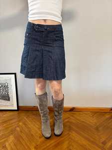 Jupe crayon mini en jean pour femme, couleur unie, boutonnée sur le devant, style décontracté, délavage moyen, coupe classique, respirante, pour l'hiver - Product Image 2