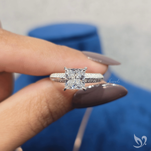 2 CT princess cut lab grown <b>diamond</b> engagement <b>ring</b> with micro pave band in 10K white gold IGI certified <b>ring</b> - Product Image 5