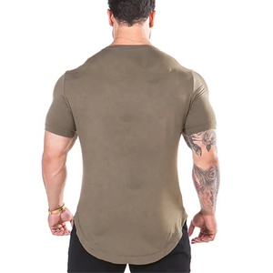 Camiseta de Manga Corta para Hombre, Color Verde Oliva, Cuello Redondo, Corte Ajustado, Color Sólido, Tejido de Punto, Estilo Casual, Largo Regular - Product Image 2