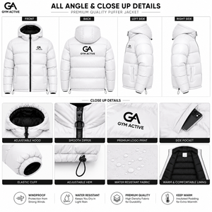 Chaqueta Acolchada Ligera con Capucha para Hombre, Estilo Urbano, Brillante, Cálida para Invierno, con Bordado Frontal y Logotipo Personalizado, Venta al Por Mayor - Product Image 6