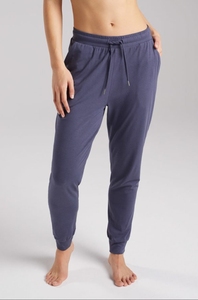 Pantalon de jogging bleu marine à taille élastique avec cordon de serrage et poches latérales, pantalon décontracté pour l'automne - Product Image 1