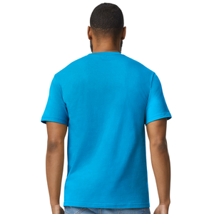 เสื้อยืดผู้ชายไซส์กลาง สีแซฟไฟร์ ผ้าฝ้ายพรีเมียม คอกลม แขนสั้น สวมใส่สบาย เหมาะสำหรับทุกวัน ชุดลำลอง ชุดออกกำลังกาย - Product Image 3