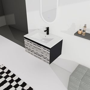 Mobile bagno sospeso da 30 pollici con lavabo in ceramica e anta con chiusura ammortizzata, kit di montaggio (KD) - Product Image 4