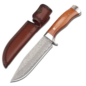 Cuchillo de Caza de Hoja Fija de Acero Damasco VG10 Hecho a Mano, Borde Dentado, Mango de Madera de Palisandro, Personalizable OEM para Cazadores Expertos - Product Image 1