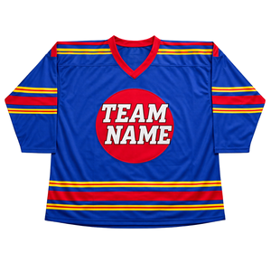 Maillot de hockey sur glace personnalisé bleu et rouge par sublimation, uniforme de hockey professionnel respirant pour homme, maillot de hockey athlétique - Product Image 1