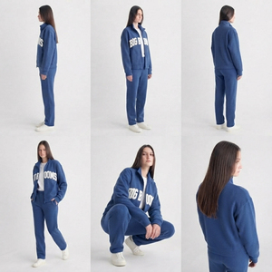 เสื้อแจ็คเก็ตเทรนนิ่งผู้หญิงสำหรับฤดูใบไม้ร่วงและฤดูหนาว คอเต่า ระบายอากาศได้ดี ปักลายตัวอักษร ผ้าเชนิลล์คุณภาพสูง ผ้าเฟรนช์เทอร์รี่ - Product Image 5