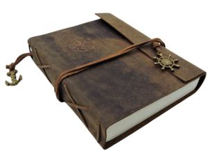 Personalized A5 Leather Magnetic <b>Diary</b> with Custom Logo Travelers Pirate Design Sewing Binding-Gift - Product Image 3