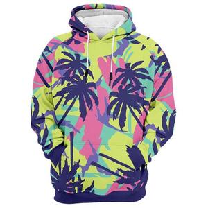 Men's Tropical Leaf Print Zip-Up Hoodie Sublimation Polyester <b>Knitted</b> Summer Streetwear Sweatshirt - Product Image 2