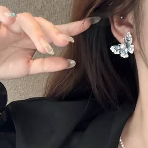 Nouvelles boucles d'oreilles en argent pur avec perle d'eau douce bleue en forme de papillon, bijoux en émail naturel pour les oreilles - Product Image 4