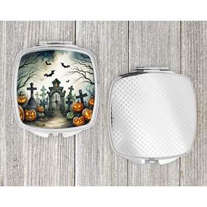 Spooky Halloween Compact <b>Makeup</b> <b>Mirror</b> Graveyard Decorative Travel Folding Handheld for Women and Girls Pocket Gifts - Product Image 4