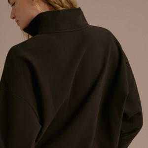 High Quality Premium Sweatshirts Women's Oversized Half <b>Zipper</b> Sweatshirts Cotton Fleece Drop Shoulder Pullover Sweatshirts - Product Image 5