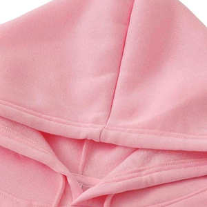 Sweat-shirt rose pour femme à épaules tombantes, manches longues, avec poche personnalisée, couleur unie, décontracté, haut d'automne 100% coton anti-boulochage - Product Image 3