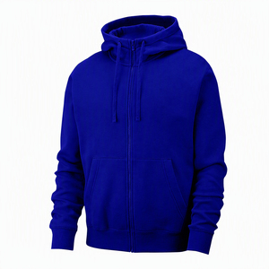 Custom <b>Navy</b> Blue Full Zip Hoodie Front Pocket Drawstring Hood Unisex Fleece <b>Sweatshirt</b> Wholesale Casual Streetwear Apparel UK - Product Image 1