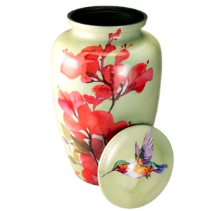 Urna Funeraria Blanca con Diseño de Colibrí en la Naturaleza, con Capacidad de 200 Pulgadas Cúbicas - Product Image 3