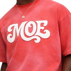 T-shirt col rond streetwear dégradé avec logo arrière audacieux en coton délavé pour hommes – Commandes en gros - Product Image 3