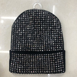 Rhinestone Beanie Hat VIENNA INDUSTRY Unisex Winter Warm Wool Blend Knit Black Silver <b>Red</b> Pink Colorful Sparkle Crystal - Product Image 2