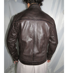 <b>Men's</b> Genuine Leather <b>Jacket</b> Winter Custom Pattern Stand Collar High Quality Leather <b>Jacket</b> - Product Image 4