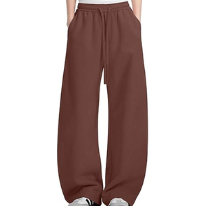 Pantalon de jogging thermique d'hiver personnalisé pour femme, doublé polaire, taille haute, coupe décontractée, jambe large, avec poches - Product Image 1