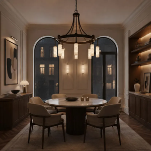 Lustre en albâtre à 8 lumières, en laiton, pierre espagnole, luminaire de plafond moderne de luxe, éclairage décoratif d'intérieur - Product Image 1