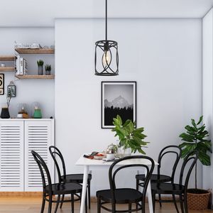 Lampadario Industriale Moderno a 1 Luce, Gabbia in Metallo Nero, Lampada a Sospensione per Isola Cucina, Illuminazione da Soffitto per Interni - Product Image 3
