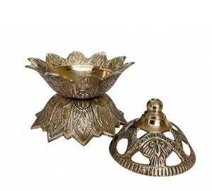 Premium Handcrafted Brass Lotus Design <b>Bakhoor</b> Burner with Lid Vintage Incense Burner for <b>Oud</b>, Dhoop & Home Decor - Product Image 4