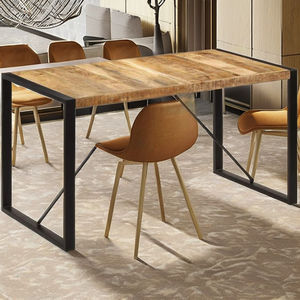 Mesas de Comedor Plegables Modernas de Madera Maciza con Patas en Forma de U para 6 Personas, Muebles para Restaurantes, Hoteles y Centros Comerciales, Color Azul Océano - Product Image 1