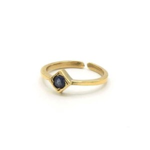Handmade Iolite <b>Ring</b> 925 Sterling <b>Silver</b> 14K Gold Plated Adjustable Natural Gemstone Jewelry Elegant Gift For Women - Product Image 1