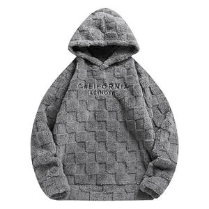 Superior international <b>Hoodies</b> for <b>Men</b> Fuzzy <b>Sherpa</b> Pullover Letter Graphic Embroidery Long Sleeve Fall Winter <b>Fleece</b> Hooded - Product Image 1