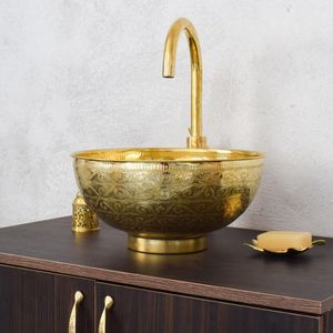 Durable Brass Wash <b>Basin</b> Elegant Handmade Bathroom Sink Premium Decorative Bowl Modern Countertop Interior Luxury Home Product - Product Image 5