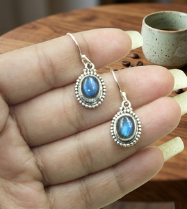 Vintage Blue <b>Fire</b> Labradorite Gemstone Drop Earrings 925 Sterling Silver Rose Gold & Yellow Gold Plated Handmade Jewelry Women - Product Image 4