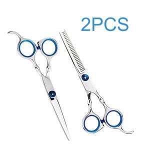 Juego de 2 tijeras de peluquero profesionales de acero al carbono con estuche de cuero PU para cortar el cabello y adelgazar herramienta de belleza - Product Image 2