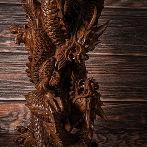 Escultura de Dragón Hecha a Mano, Pieza Decorativa, Obra de Arte Tradicional de Dragón en Madera, Dragón Coleccionable de Madera Sólida de Primera Calidad - Product Image 4