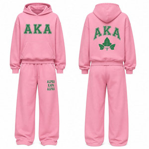 Ensemble de survêtement rose à capuche Alpha Kapa Alpha pour femme – Sweat-shirt et pantalon décontractés à manches longues avec logo imprimé au dos – Collection Hiver High Street - Product Image 1