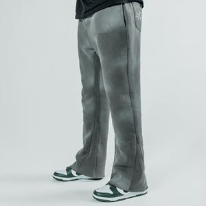 Nouveau pantalon de survêtement ample en coton tricoté délavé à l'acide pour homme, avec logo personnalisé, en molleton épais et coupe large - Product Image 6