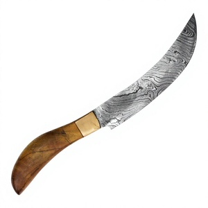 Couteau de chef artisanal en acier Damas 6-7,9 pouces, pointe tombante, manche en bois d'abricot et laiton, ambidextre - Product Image 1